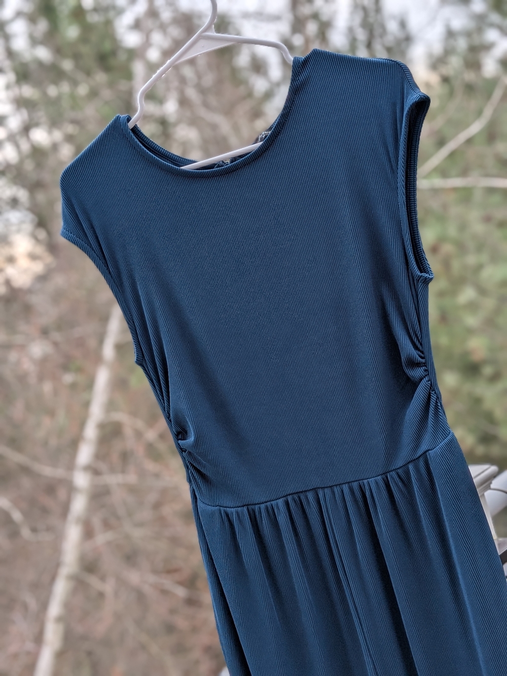 Pretty Garden Lake Blue Cap Sleeve Gathered Waist Jumpsuit